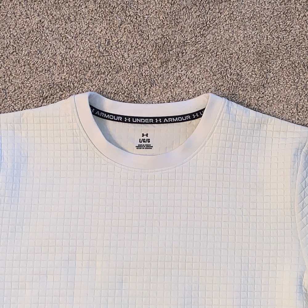 Under Armour Unstoppable Fleece Mens Crew Sweatshirt Quilted Cream White Beige L